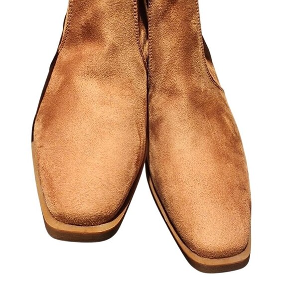 Suede Western Knee-High Boots Cognac Brown Women's 7.5 - Picture 4 of 15